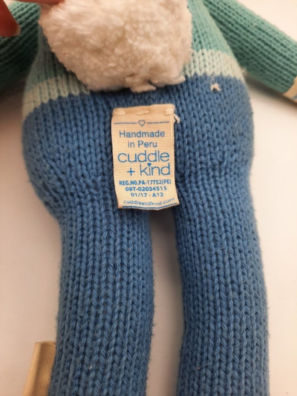 CUDDLE + KIND Approx 16" Benedict the Bunny Crochet Rabbit Plush Made In Peru - Picture 9 of 10